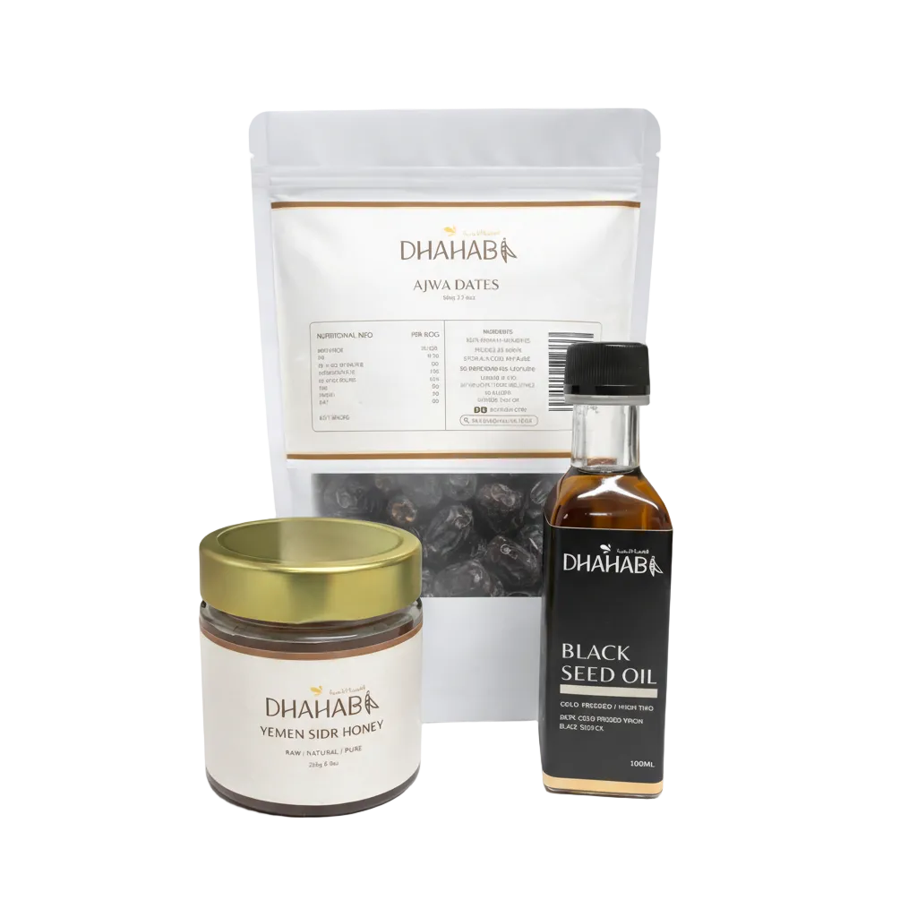 Dhahabi Ramadan Bundle: Yemeni Sidr Honey, Premium Ajwa & Black Seed Oil
