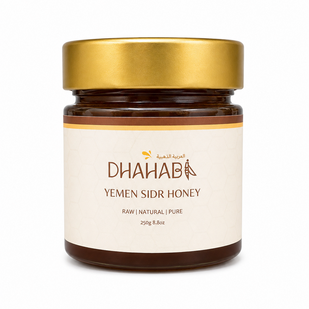 Yemeni Sidr honey in a premium glass jar.